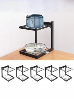 USHA SHRIRAM - Set of 5 Buckle Type Pot Rack Black