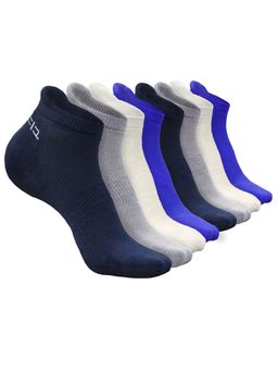 Heelium - Bamboo Ankle Socks-FreeSize UK7-11,8 Pairs,LGrey,White,NBlue,RBlue,Anti dour (Pack of 8)