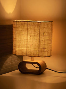 ExclusiveLane - Stacked Geometry Decorative Wooden Table Lamp (12.6 Inches)