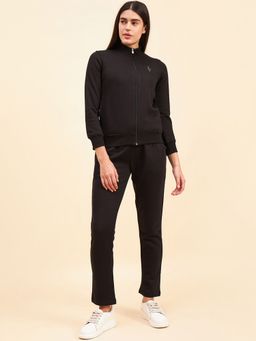 Sweet Dreams - Women Black Solid Track Suit (Set of 2)