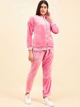 Sweet Dreams - Women Pink Solid Track Suit (Set of 2)