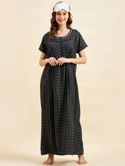 Sweet Dreams - Women Black Printed Night Dress