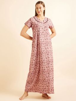 Sweet Dreams - Women Peach Printed Night Dress