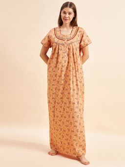 Sweet Dreams - Women Orange Printed Night Dress