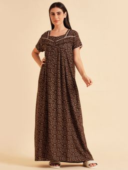 Sweet Dreams - Women Brown Printed Night Dress