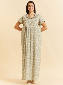 Sweet Dreams - Women Green Printed Night Dress