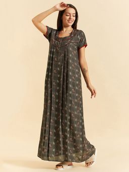 Sweet Dreams - Women Green Printed Night Dress