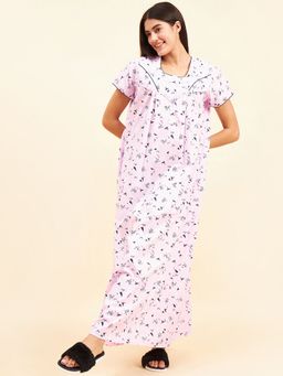 Sweet Dreams - Women Lavender Printed Night Dress