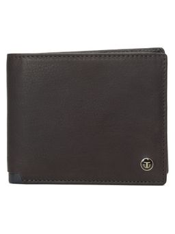 Titan - Solid Leather Bifold Wallet in Color Brown