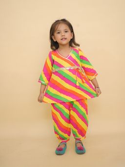LITTLE GINNIE - Girls Colourful Stripes Co-Ord