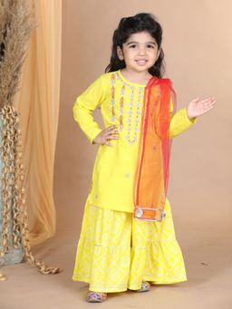 LITTLE GINNIE - Girls Kurta with Sharara and Dupatta (Set of 3)