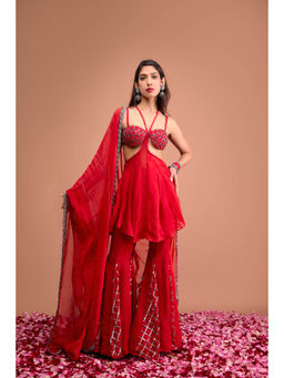 Aishwarya Tyagi - Organza Jamdani Sharara with Kurti & Dupatta (Set of 3)