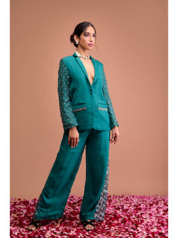 Aishwarya Tyagi - Organza Jamdani Indowestern Co-Ord (Set of 2)