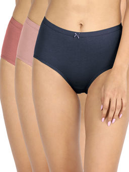Nykd by Nykaa - Cotton Full Brief Panties with Anti Odor NYP104-Peacoat Rose Mauve (Pack of 3)