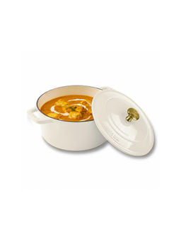 Cumin Co. - White Enamel Cast Iron Dutch Casserole with Lid