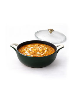 Cumin Co. - Green Cast Iron Kadhai with Lid