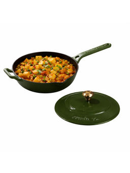 Cumin Co. - Green Cast Iron Pan with Iron Lid