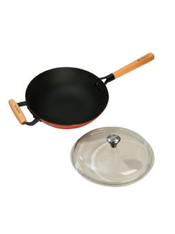 Cumin Co. - Rust LITE Cast Iron Wok with Glass Lid