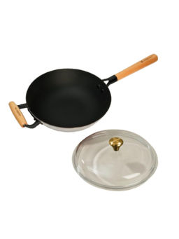 Cumin Co. - White LITE Cast Iron Wok with Glass Lid