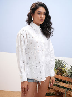 VISHUDH - Vara By Pure Cotton Schiffli Regular Shirt