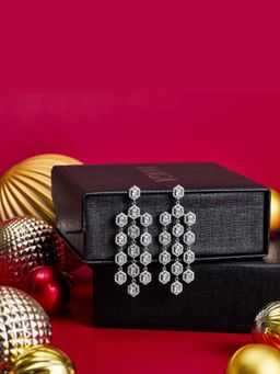 ANAQA JEWELS - Diamond Cascade Silver Earrings