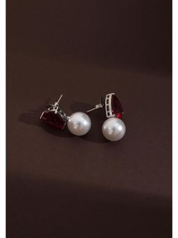 SWABHIMANN - Belkis Ruby and Pearl Stud Earrings
