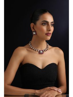 SWABHIMANN - Ananta Ruby Polki Hasli Set