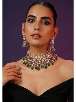 SWABHIMANN - Sehara Green Choker Necklace Set