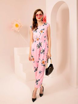 Tandul - Pink Crepe Cap Jumpsuit