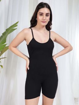 Tandul - Black Lycra Sleeveless Playsuit