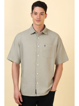 Allen Solly - Men Grey Textured Half Sleeves Casual Shirt