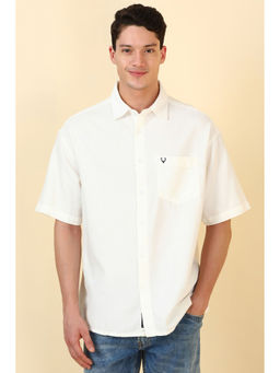 Allen Solly - Men White Textured Half Sleeves Casual Shirt