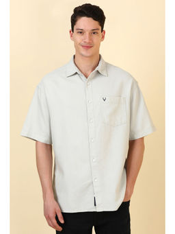 Allen Solly - Men Grey Textured Half Sleeves Casual Shirt