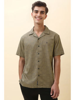 Allen Solly - Men Olive Printed Half Sleeves Casual Shirt