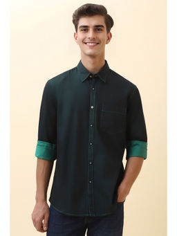 Allen Solly - Men Green Solid Full Sleeves Casual Shirt