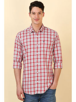 Allen Solly - Men Red & White Checks Full Sleeves Casual Shirt