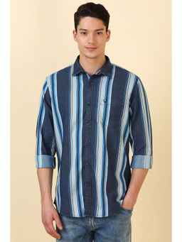 Allen Solly - Men Blue Stripes Full Sleeves Casual Shirt