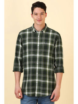 Allen Solly - Men Olive Checks Full Sleeves Casual Shirt