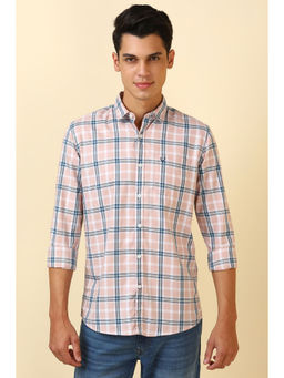 Allen Solly - Men Pink Checks Full Sleeves Casual Shirt