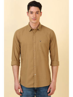 Allen Solly - Men Khaki Solid Full Sleeves Casual Shirt
