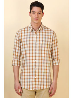 Allen Solly - Men Beige Checks Full Sleeves Casual Shirt
