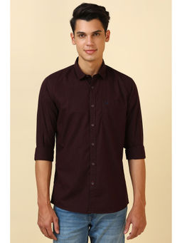 Allen Solly - Men Maroon Stripes Full Sleeves Casual Shirt