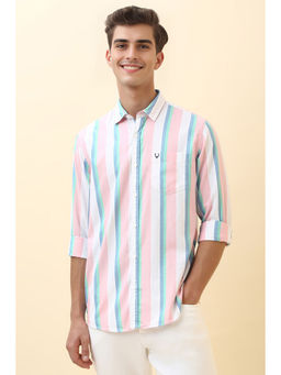 Allen Solly - Men Pink Stripes Full Sleeves Casual Shirt