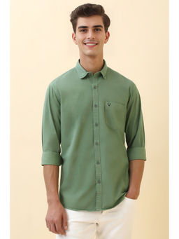Allen Solly - Men Green Solid Full Sleeves Casual Shirt