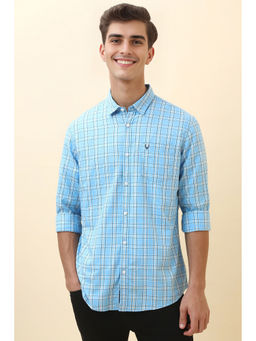Allen Solly - Men Light Blue Checks Full Sleeves Casual Shirt