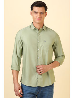 Allen Solly - Men Green Solid Full Sleeves Casual Shirt