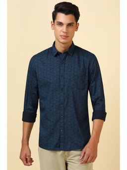 Allen Solly - Men Navy Blue Floral Printed Full Sleeves Casual Shirt