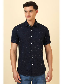 Allen Solly - Men Navy Blue Printed Half Sleeves Casual Shirt