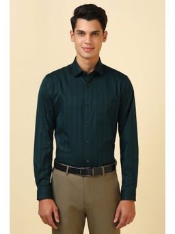 Allen Solly - Men Green Stripes Full Sleeves Formal Shirt