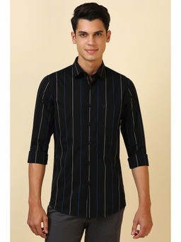Allen Solly - Men Black Stripes Full Sleeves Casual Shirt